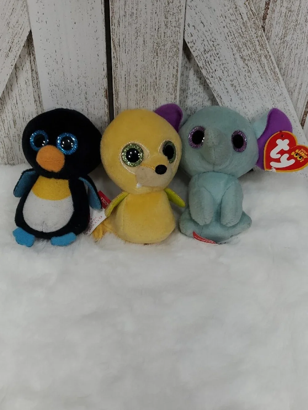Ty Beanie Boos Plush Walrus, Penguin, Elephant Stuffed Animals